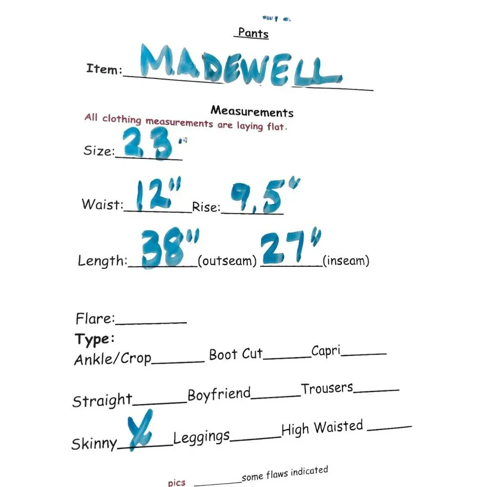 Madewell 10" High-Rise Button Fly Skinny Jeans in Dewitt Wash Size 23 - Picture 5 of 6